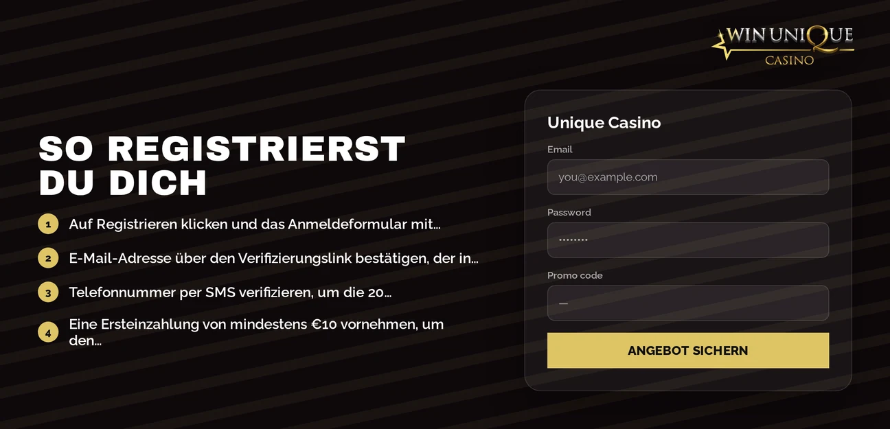 Registriere dich schrittweise an.